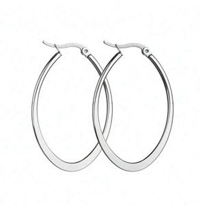 NEW Stainless Steel Oval Hoop Earrings